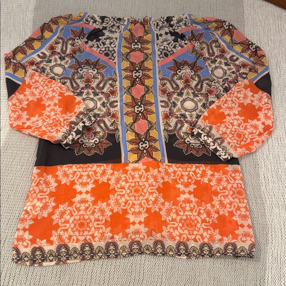 Democracy Boho Peasant Top | Multi-Color Floral Patchwork Print | Size XS - Picture 4 of 4